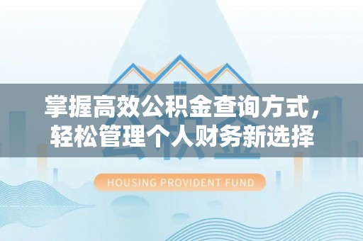 顺庆掌握高效公积金查询方式，轻松管理个人财务新选择
